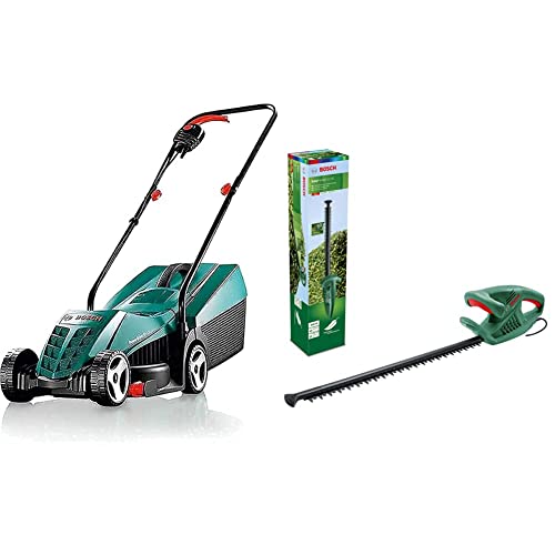 Bosch Home and Garden Rasenmäher Rotak 32 (1200 W, Schnittbreite: 32 cm, im Karton), Grün & Elektrische Heckenschere EasyHedgeCut 45 (420 W, Messerlänge 45 cm, im Karton) Classic Green von Bosch Home and Garden