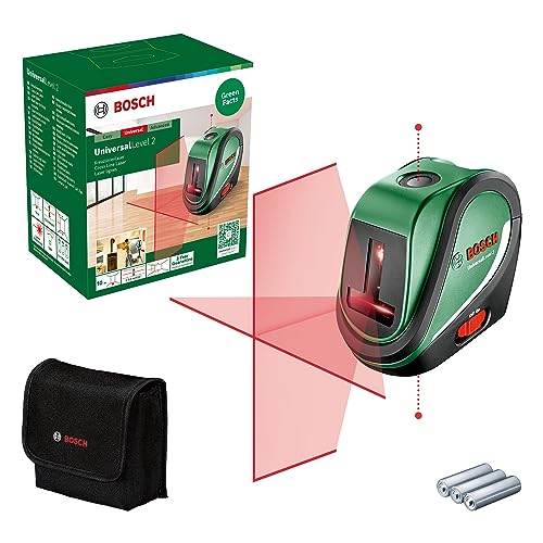 Bosch Kreuzlinienlaser UniversalLevel 2 (Laserkreuz inkl. integrierter Lotpunkte für präzises Ausrichten und einfache Übertragung von Referenzen, im Karton) von Bosch Home and Garden