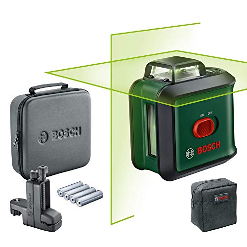 Bosch Kreuzlinienlaser UniversalLevel 360 Flexi Set (Horizontale 360°-Laserlinie + vertikale Laserlinie, grüner Laser, 4x AA-Batterien, mit Klemme, im Karton) - Amazon Edition von Bosch