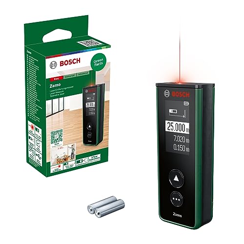 Bosch Laser-Entfernungsmesser Zamo der 4. Generation (einfaches und präzises Messen bis 25 m, Akkus über USB-C aufladbar, mit Adapterschnittstelle, im Karton) von Bosch Home and Garden