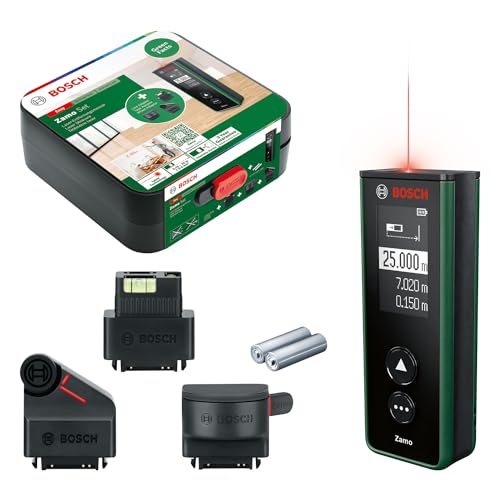 Bosch Laser-Entfernungsmesser Zamo der 4. Generation mit 3 Adaptern (einfaches und präzises Messen bis 25 m, Akkus über USB-C® aufladbar, mit Adapterschnittstelle, im Karton) von Bosch