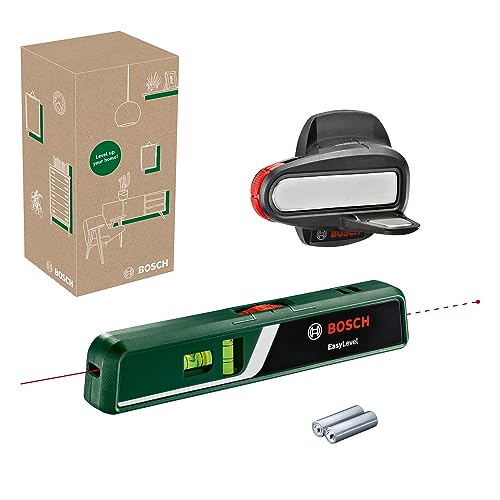 Bosch Laser-Wasserwaage EasyLevel mit Wandhalterung (Laserlinie zur flexiblen Ausrichtung an Wänden und Laserpunkt zur einfachen Höhenübertragung, im E-Commerce Karton) von Bosch Home and Garden
