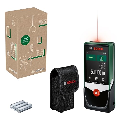 Bosch Laserentfernungsmesser AdvancedDistance 50C (Distanz bis 50m präzise messen, Touch-Display, Messfunktionen mit integrierter Hilfe, im E-Commerce Karton) von Bosch