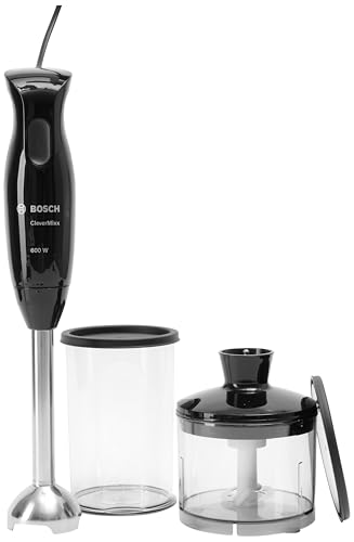 Bosch MSM2610B Handmixer CleverMixx mit vier Klingen, 600 W, schwarz / grau Mixer und Hackbrett Única Schwarz von Bosch Home and Garden