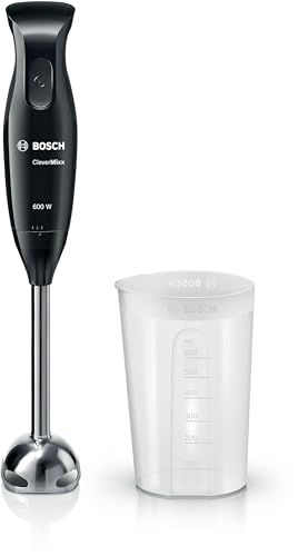 Bosch MSM2610B Handmixer CleverMixx mit vier Klingen, 600 W, schwarz / grau Mixer und Hackbrett Única Schwarz von Bosch Home and Garden