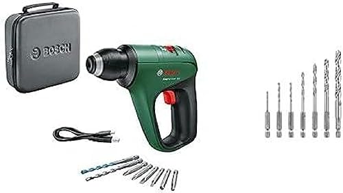 Bosch Professional (mit integriertem 12-V-Akku, zum Schrauben, Bohren und Schlagbohren, in Softbag) + Zoll Sechskant Holzspiralbohrer Set (für Holz, Zubehör Bohrschrauber Standbohrmaschine) von Bosch Home and Garden