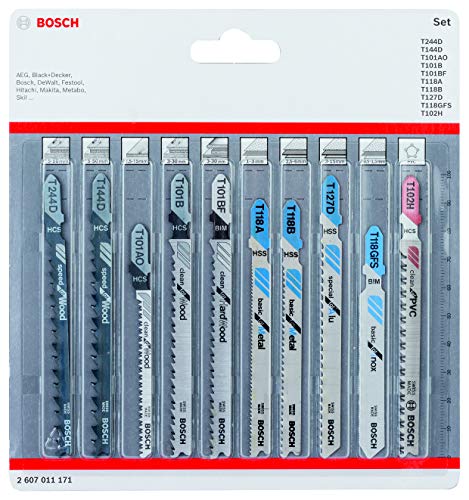 Bosch Accessories Professional 10tlg. Stichsägenblätter Set (für Holz und Metall, Zubehör für Stichsägen mit T-Schaft Aufnahme) von Bosch Accessories