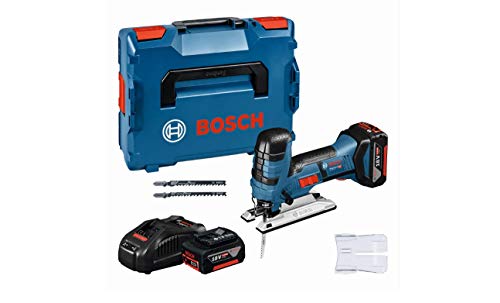 Bosch Professional 18V System Akku-Stichsäge GST 18 V-LI S, 2 x 5, 0 Ah Akku, Schnellladegerät, 3x Stichsägeblatt, L-Boxx (18V, Schnitttiefe Holz: 120mm; ALU: 20mm; Metall: 8mm) von Bosch Professional