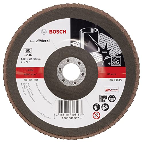 Bosch Professional DIY Fächerschleifscheibe (für Winkelschleifer verschiedene Materialien, bombierte Ausführung, Ø 180 mm, Körnung 60) von Bosch Professional
