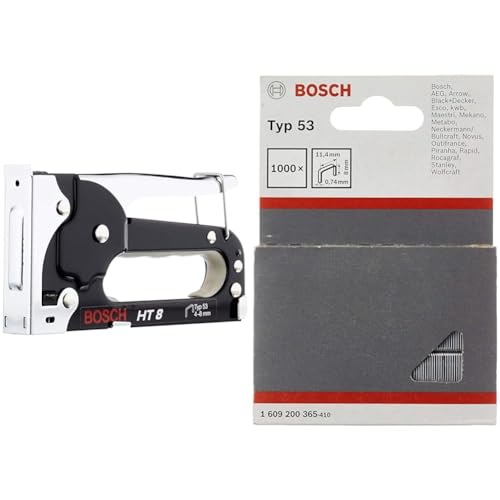 Bosch Professional Handtacker HT 8 (Holz, Klammertyp 53) & 1609200365 1000 Tackerklammern 8/11,4 mm Typ53 von Bosch Accessories