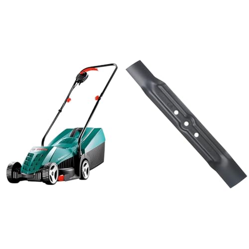 Bosch Rasenmäher Rotak 32 (1200 W, Schnittbreite: 32 cm, im Karton), Grün & Bosch Ersatzmesser rotak 32/320, F016800340 von Bosch Home and Garden