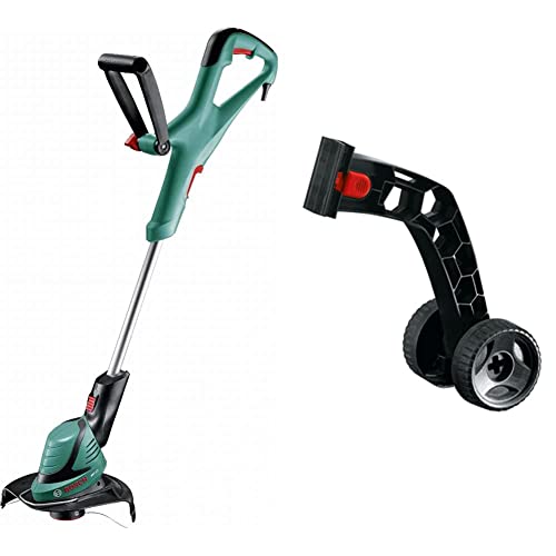 Bosch Rasentrimmer Art 27 (Doppelfadenspule, Pflanzenschutzbügel, Karton (450 Watt, Schnittkreisdurchmesser 27 cm)) & Radsatz für Art 23-18LI / Art 26-18 LI von Bosch Home and Garden