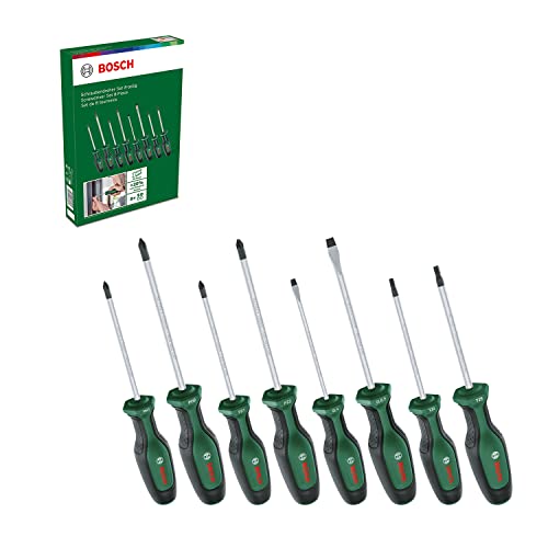 Bosch Home and Garden Bosch Schraubendreher-Set, 8-teilig (Hochwertiger Schraubenzieher- Satz für Heimwerker; erstklassiger S2-Stahl; Softgrip; magnetische Spitze) von Bosch Home and Garden