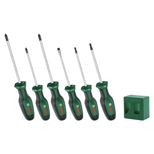 Bosch Schraubendreher-Set Premium, 6-teilig, mit Magnetisierer (Schraubenziehr-Satz aus extra hartem S2-Stahl für Heimwerker; Softgrip; magnetische Spitze; Magnetisierer/Entmagnetisierer) von Bosch Home and Garden