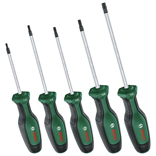 Bosch Home and Garden Bosch Schraubendreher-Set TX, 5-teilig (Hochwertiger Schraubenzieher- Satz für Heimwerker; erstklassiger S2-Stahl; Softgrip; magnetische Spitze; Torx) von Bosch Home and Garden