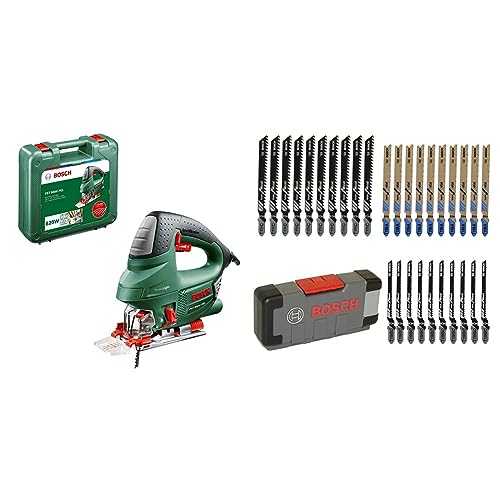 Bosch-Stichsäge PST 9500, 620 Watt elektrische PEL + Bosch Professional 30tlg. Stichsägeblatt Set Basic for Wood and Metal (für Holz und Metall, Zubehör Stichsäge) von Bosch Home and Garden