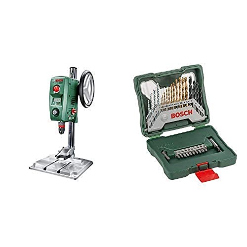 Bosch Tischbohrmaschine PBD 40 (Parallelanschlag, Schnellspannklemmen, Karton, 710 Watt) + Bosch 30tlg. X-Line Titanium-Bohrer- und Schrauber-Set von Bosch Home and Garden