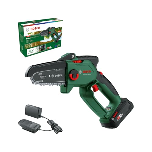 Bosch Akku - Mini Kettensäge EasyChain 18V-15-7 (Zum Schneiden von Holz; 18 Volt System; Kettengeschwindigkeit: 6,95 m/s; mit 2,5-Ah-Akku und Ladegerät) von Bosch Home and Garden