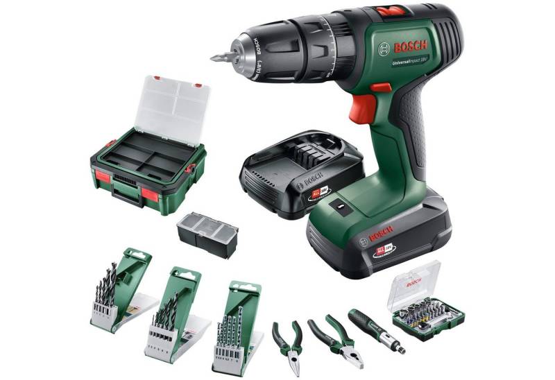 Bosch Home & Garden Akku-Schlagschrauber UniversalImpact 18V + 46AC set + AL18V-20, 1450 U/min, 34 Nm, (Set), Akku-Schlagbohrschrauber in Systembox S, mit umfangreichem Zubehör von Bosch Home & Garden