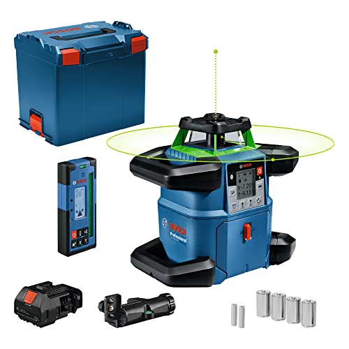 Bosch Professional 18V System Rotationslaser GRL 650 CHVG (grüner Laser, Nivellierung im Außenbereich, 1x Akku 18V 4,0 Ah + Ladegerät, mit App-Funktion, Arbeitsbereich: bis 650 m, im Handwerkerkoffer) von Bosch Professional