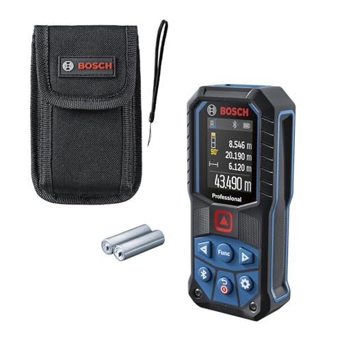 Bosch Professional Laser-Entfernungsmesser GLM 50-27 C (Reichweite: bis 50 m, robust, IP65, Bluetooth-Datenübertragung, 2 AA-Batterien, Schlaufe, Tasche) von Bosch Professional