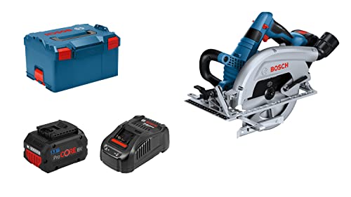Bosch Professional 18V System BITURBO Akku Kreissäge (Handkreissäge mit linksseitigem Sägeblatt und 70mm Schnitttiefe, Leistung 1.800 W, inkl. 1x Sägeblatt, 2x Akku ProCORE 5.5Ah, Ladegerät, L-BOXX) von Bosch Professional