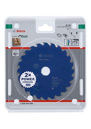 Bosch Accessories 1x Kreissägeblatt Expert for Wood (Holz, Sägeblatt Ø 136 x 20 x 1,5 mm, 24 Zähne, Zubehör Akku Kreissäge) von Bosch Accessories