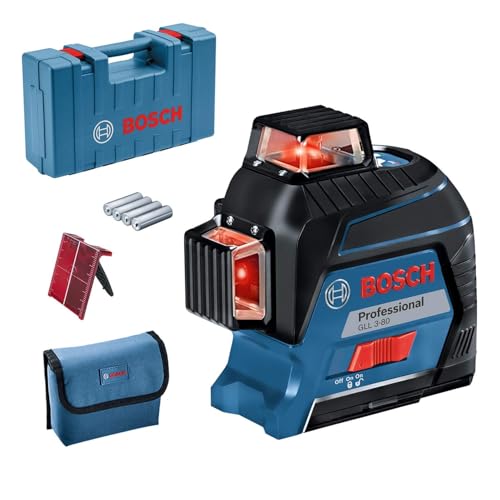 Bosch Professional Linienlaser GLL 3-80 (roter Laser, Innenbereich, max. Arbeitsbereich: 30 m, 4x AA Batterie, im Handwerkerkoffer) Bosch Professional Linienlaser GLL 3-80 (roter Laser, Innenbereich, max. Arbeitsbereich: 30 m, 4x AA Batterie, im Handwerkerkoffer) von Bosch Professional