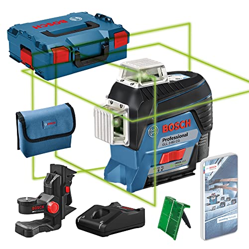 Bosch Professional 12V System Linienlaser GLL 3-80 CG (1x Akku 12V, Universalhalterung BM 1, m. App-Funktion, grüner Laser, Innenbereich, max. Arbeitsbereich: 30 m, Tasche, in L-BOXX) von Bosch Professional