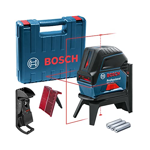 Bosch Professional Kreuzlinienlaser GCL 2-15 (roter Laser, Innenbereich, mit Lotpunkten, Arbeitsbereich: 15 m, 3x AA Batterien, Drehhalterung RM 1, Laserzieltafel, Schutztasche, Handwerkerkoffer) von Bosch Professional