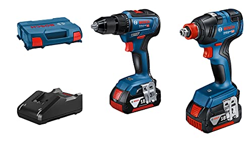 Bosch Professional 18V System Akku Drehschlagschrauber GDX 18V-200 und Akku-Bohrschrauber GSR 18V-55 (inkl. 2x4.0Ah GBA 18V Akku, Schnellladegerät GAL 18V-40, L-Case) von Bosch Professional