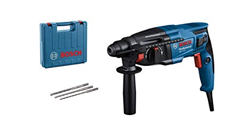 Bosch Professional Bohrhammer GBH 2-21 (mit SDS plus, inkl. 3x Drill Bit SDS plus, (6/8/10 mm), Zusatzhandgriff, Maschinentuch, Tiefenanschlag, im Handwerkerkoffer) von Bosch Professional