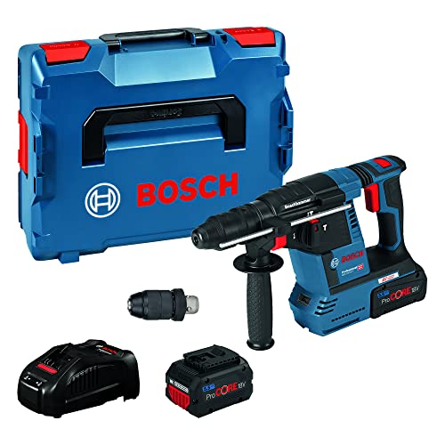 Bosch Professional Akku Bohrhammer GBH 18V-26 F (830 Watt, 2.6 Joule, SDS plus, Bohren & Meißeln, KickBack Control, inkl. 2x5.5 Ah ProCORE18V Akku, Ladegerät GAL 1880 CV, Zusatzhandgriff, im L-BOXX) von Bosch Professional