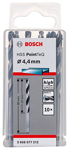 Bosch Professional 10 Stück HSS Spiralbohrer PointTeQ (für Metall, 4,4 x 47 x 80 mm, Zubehör Bohrschrauber) von Bosch