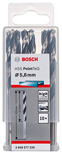 Bosch Professional 10 Stück HSS Spiralbohrer PointTeQ (für Metall, 5,8 x 57 x 93 mm, Zubehör Bohrschrauber) von Bosch