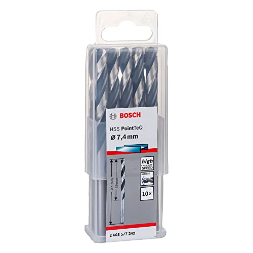 Bosch Professional 10 Stück HSS Spiralbohrer PointTeQ (für Metall, 7,4 x 69 x 109 mm, Zubehör Bohrschrauber) von Bosch Accessories