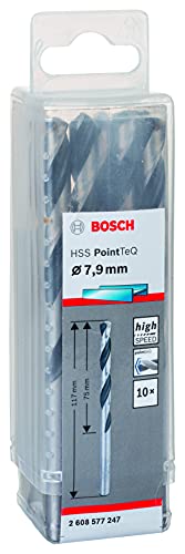 Bosch Professional 10 Stück HSS Spiralbohrer PointTeQ (für Metall, 7,9 x 75 x 117 mm, Zubehör Bohrschrauber) von Bosch Accessories