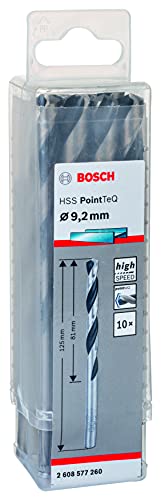 Bosch Professional 10 Stück HSS Spiralbohrer PointTeQ (für Metall, 9,2 x 81 x 125 mm, Zubehör Bohrschrauber) von Bosch Accessories