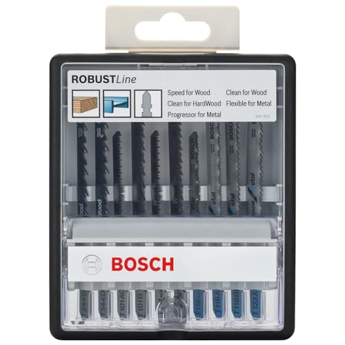 Bosch Accessories Professional 10tlg. Stichsägeblatt-Set Robust Line (Wood und Metal zum Sägen in Holz und Metall, Zubehör Stichsäge) von Bosch Accessories