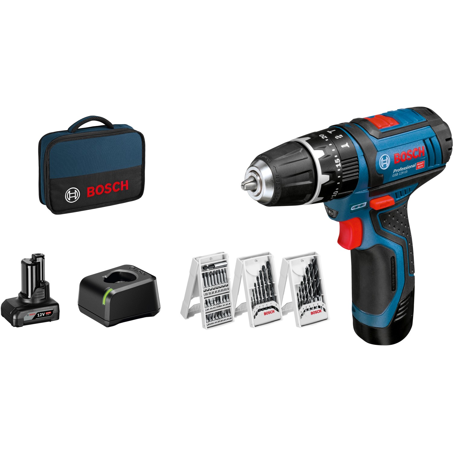 Bosch Professional 12 V Akku-Schlagbohrschrauber GSB 12V-15 inkl. 2 Ah Akkus Bosch Professional 12 V Akku-Schlagbohrschrauber GSB 12V-15 inkl. 2 Ah Akkus von Bosch Professional