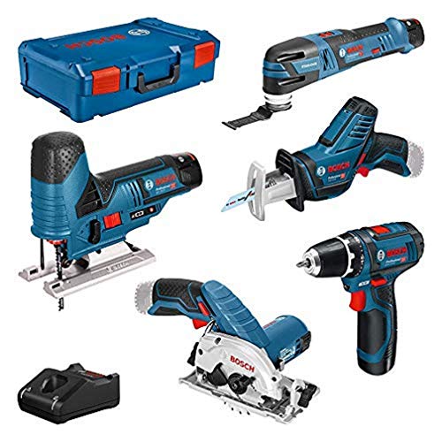 Bosch Professional 12V System Akku Bohrschrauber GSR12V-15+Stichsäge GST12V-70+Kreissäge GKS12V-26+Säbelsäge GSA12V-14+Multi-Cutter GOP12V-28+LED-Lampe GLI12V-80 (inkl. 3x3.0Ah Akku+Ladegerät+XL-BOXX) von Bosch Professional