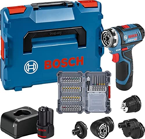 Bosch Professional 12V System Akku-Bohrschrauber GSR 12V-15 FC (inkl. 2x2,0 GBA 12V Akku, Ladegerät, 4x Aufsätze, 40-tlg. Zubehör-Set 40, L-BOXX 136) - Amazon Exclusive Set, Blue von Bosch Professional