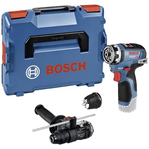 Bosch Professional 12V System Akku-Bohrschrauber GSR 12V-35 FC - FlexiClick System (inkl. 2x FlexiClick Aufsätze, Zusatzhandgriff, Tiefenmaß, L-BOXX, ohne Akku/ Ladegerät) von Bosch Professional