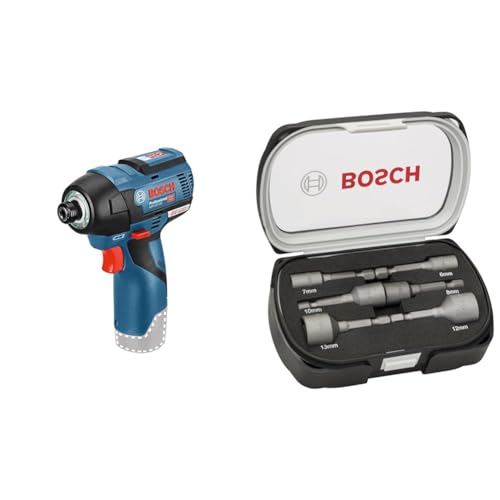 Bosch Professional 12V System Akku Drehschlagschrauber GDR 12V-110 (ohne Akkus und Ladegerät, im Karton) + 6tlg. Steckschlüssel-Set für Sechskantschrauben von Bosch Professional