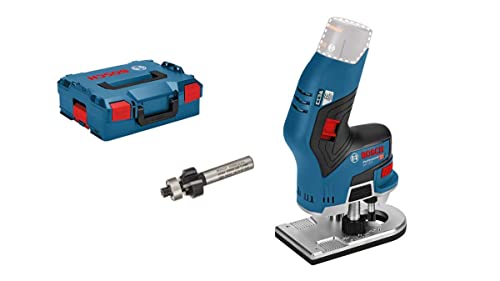 Bosch Professional 12V System Akku Kantenfräse GKF 12V-8 (inkl. Spannzange 8 mm, Maulschlüssel 17 mm, Kantenfräser, 9,5 x 25,4 mm, Abrundfräser, 3 mm, L-BOXX, ohne Akku/ Ladegerät) von Bosch Professional