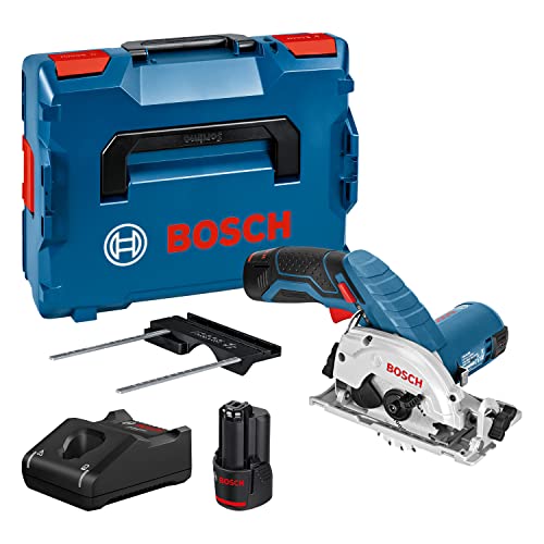 Bosch Professional 12V System Akku Kreissäge GKS 12V-26 (Sägeblatt-Ø: 85mm, inkl. 2x 3.0Ah Akku, Schnellladegerät GAL 12V-40, Einlage, L-BOXX) von Bosch Professional