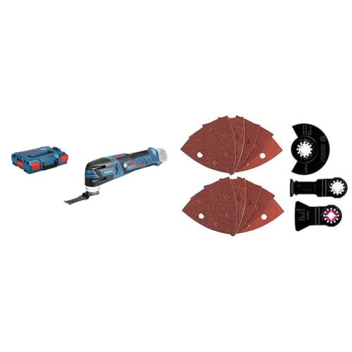 Bosch Professional 12V System Akku Multi-Cutter GOP 12V-28 (inkl. Starlock-Werkzeugaufnahme, in L-BOXX 102) + 13tlg. Starlock Universal-Set (für Holz, Metall und Farbe, Sägen, Schleifen, und Schaben) von Bosch Professional