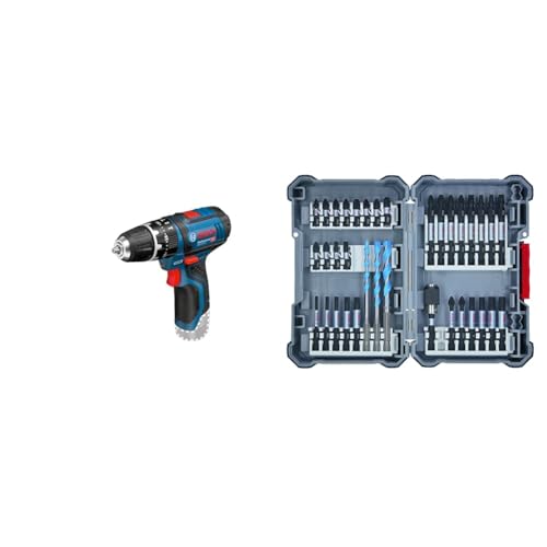 Bosch Professional 12V System Akku Schlagbohrschrauber GSB 12V-15 (ohne Akkus und Ladegerät) + 35-tlgs. Bohrer Bit Set (Pick and Click, Zubehör für Schlagschrauber, mit Bits und Universalhalter) von Bosch Professional