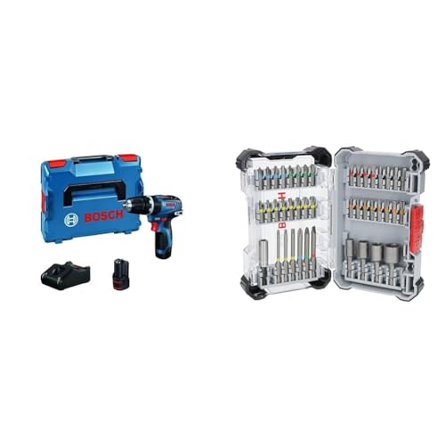 Bosch Professional 12V System Akku Schlagbohrschrauber GSB 12V-35 (inkl. 1x Gürtelclip, 1x Bithalter, ohne Akku/Ladegerät) + 43x Extra Hard Schrauberbit-Set (197 x 110,5 mm, Zubehör) von Bosch Professional