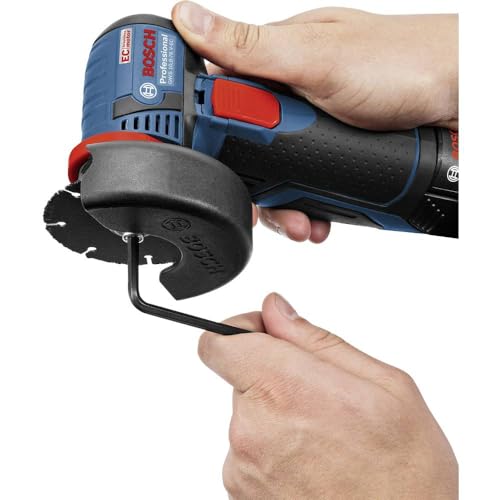 Bosch Professional 12V System Akku Winkelschleifer GWS 12V-76 (inkl. 2x 2.0Ah Akku, 5tlg. Trenn- und Schleifscheiben-Set, Tasche) von Bosch Professional